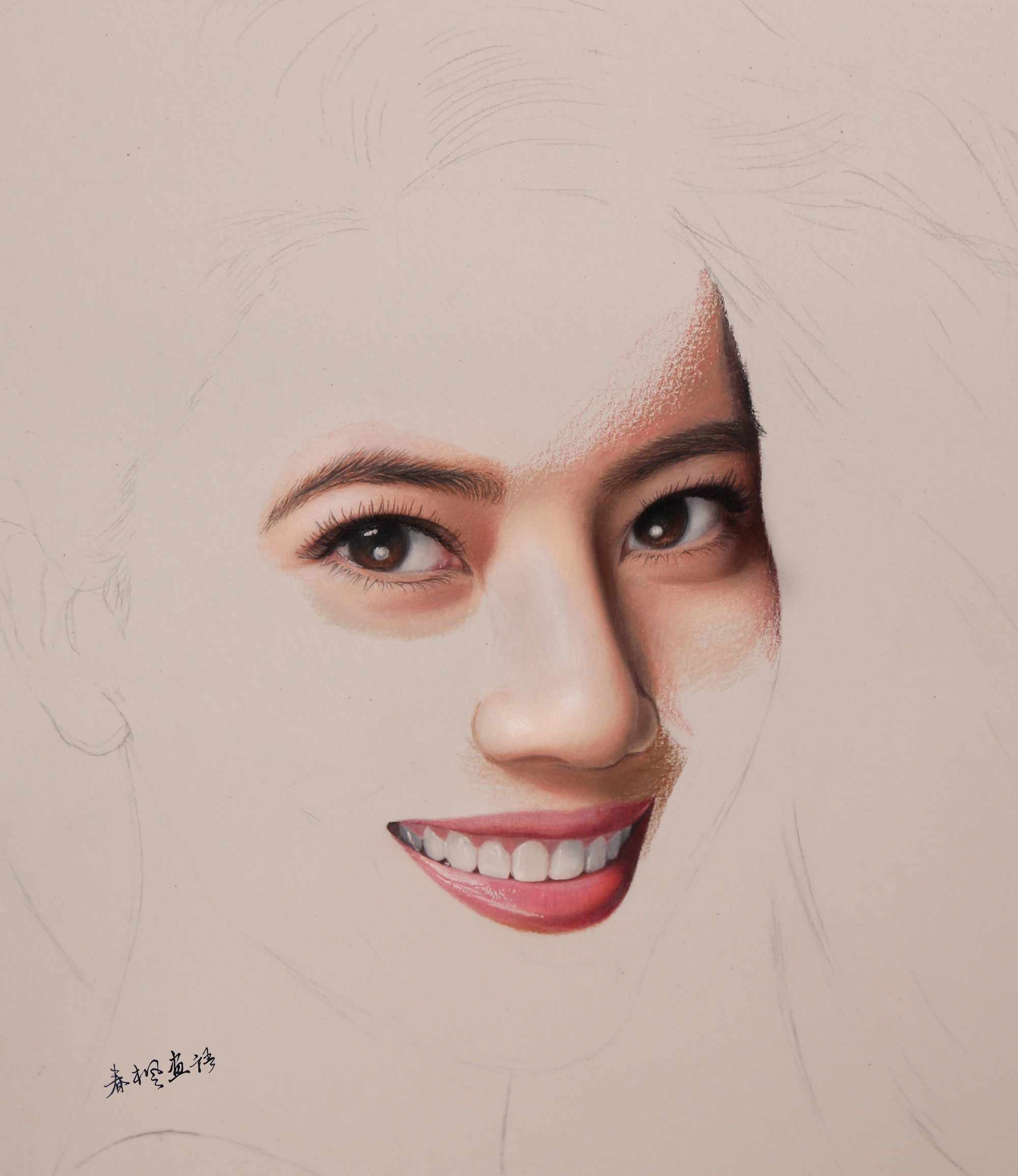 高圆圆写实肖像