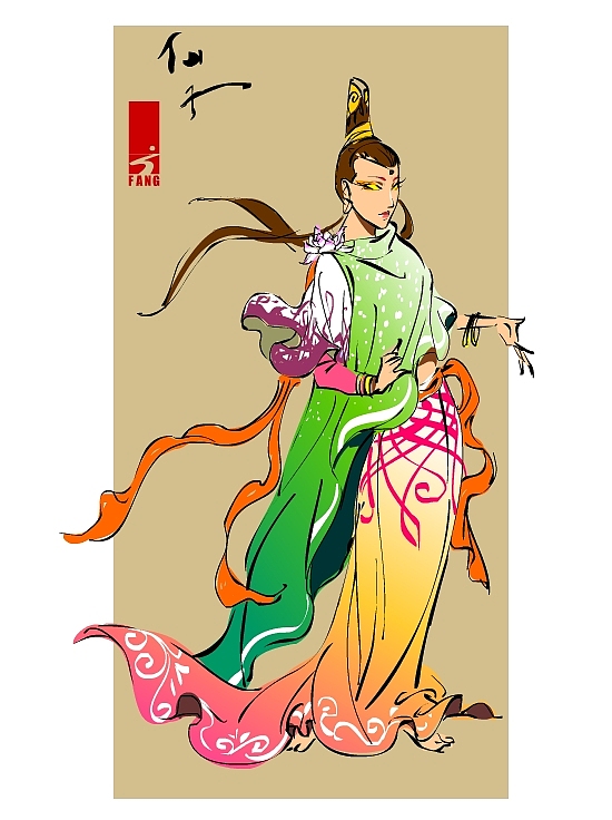 一套国画风格的矢量人设（图ZMTYzMzM1Ng==） - 新锐潮流插画 - 站酷设计师黑洞原创素材 - 站酷ZCOOL