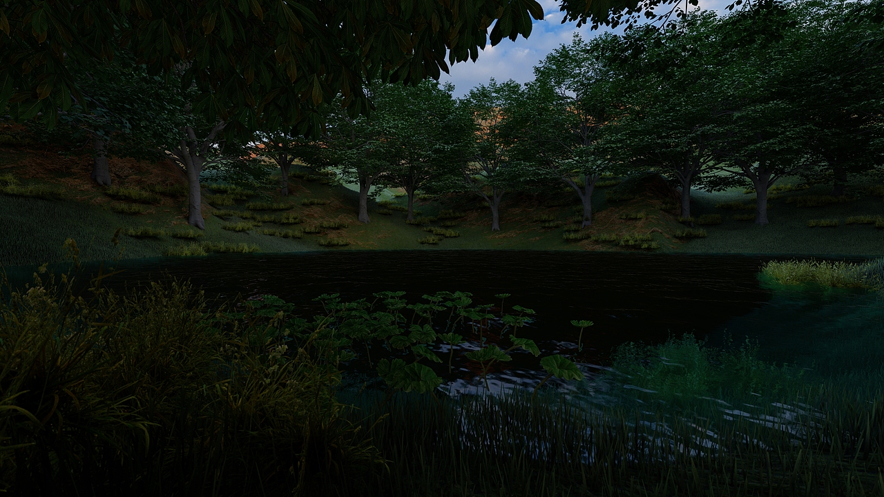 雨天小树林工业设计3D游戏场景建模渲染动画