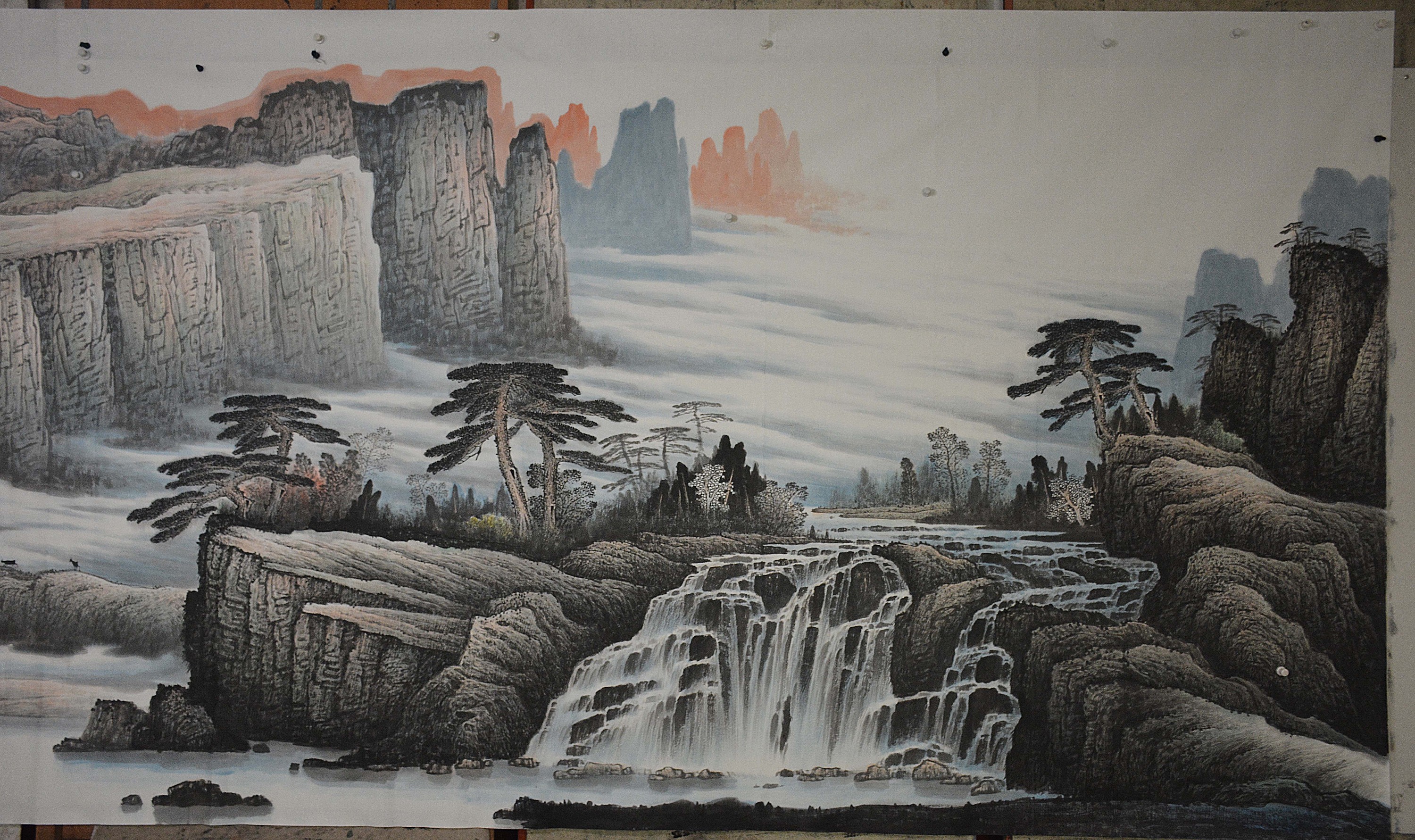 张月岗 二丈巨幅山水创作 (附创作过程图)