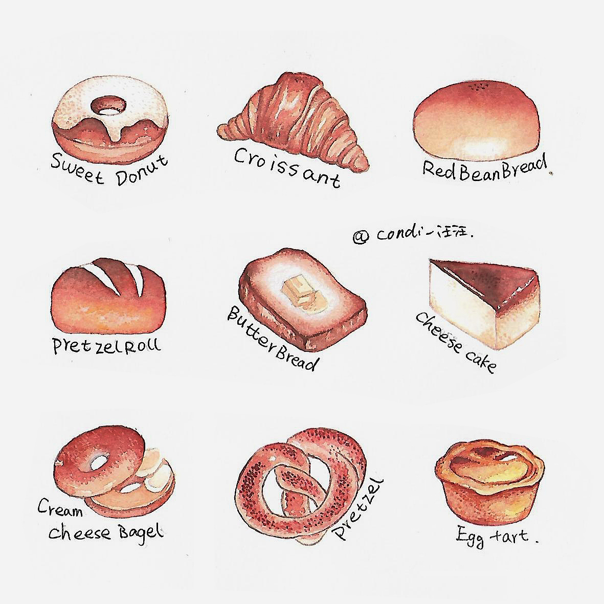 水果和甜点——水彩（图ZMTgwMjYyMDg4） - 创作习作 - 站酷设计师Condi_汪汪原创素材 - 站酷ZCOOL