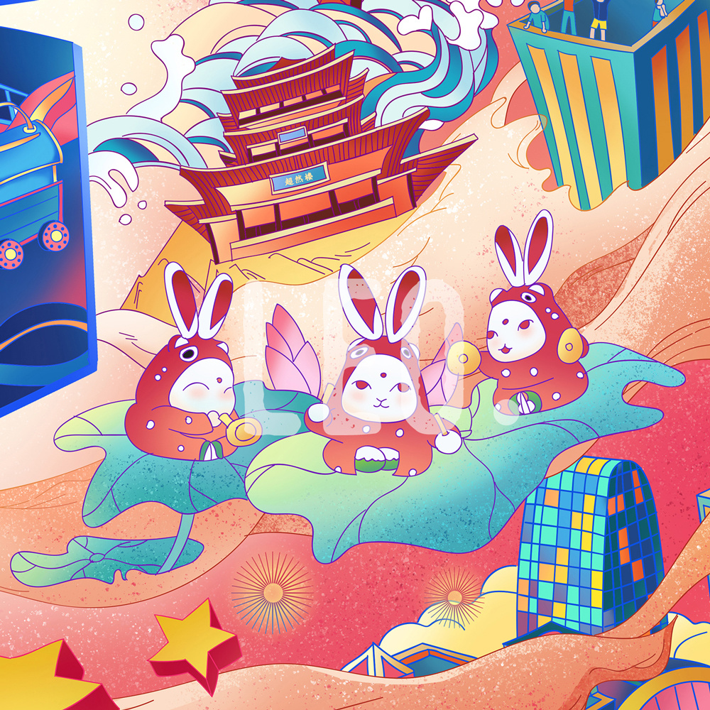 商场周年庆kv|插画|商业插画|leo零三七_原创作品-站酷zcool