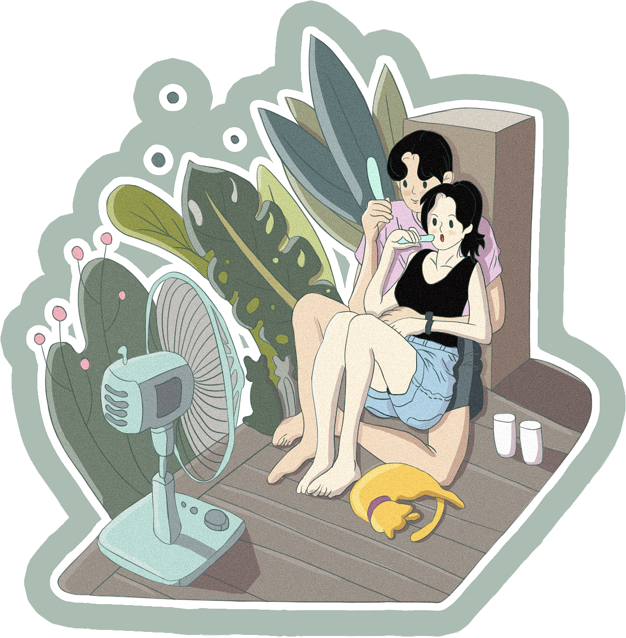 情侣相处插画（图ZMTcxMDgzNzA0） - 艺术插画 - 站酷设计师南九零原创素材 - 站酷ZCOOL