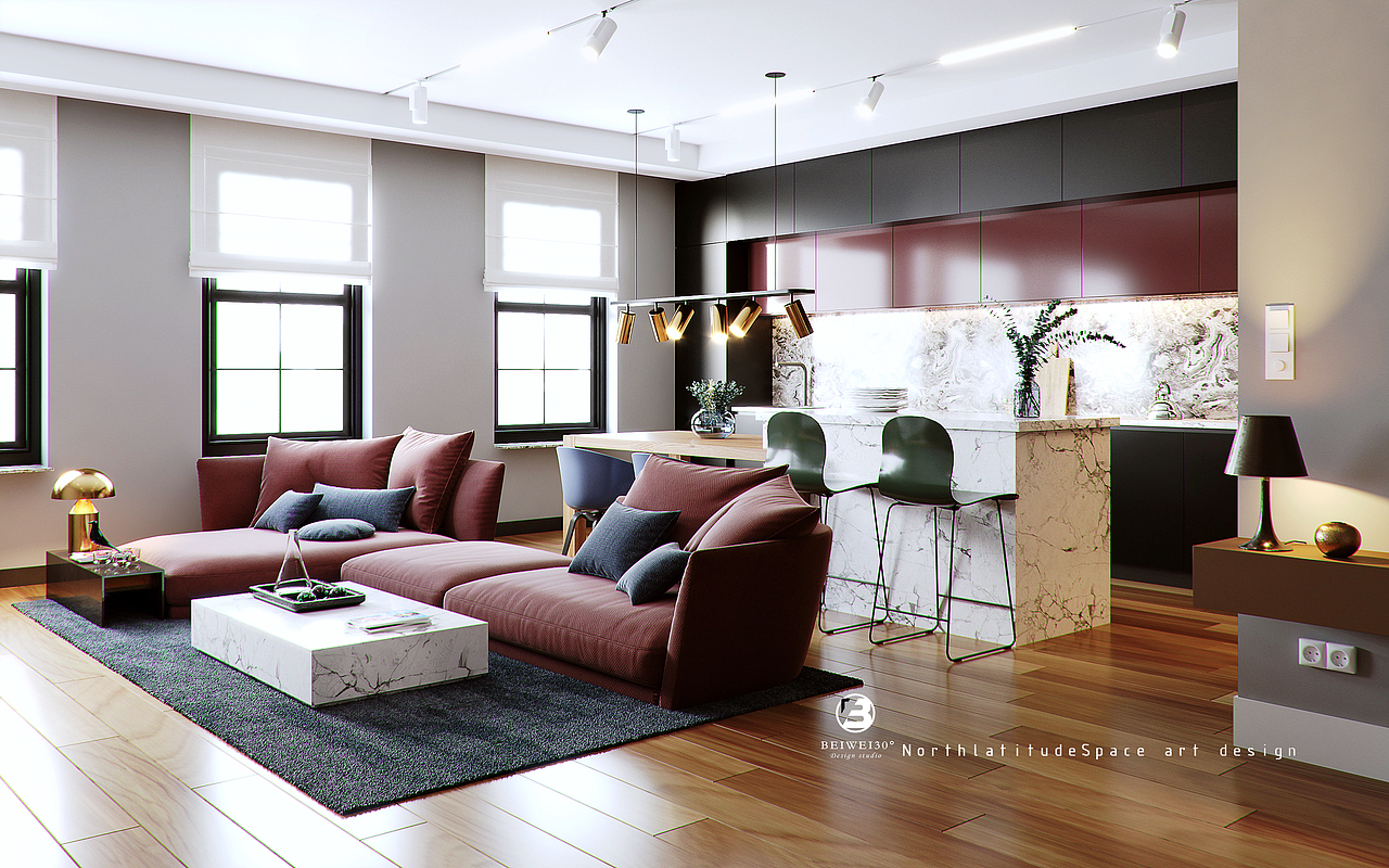 现代客餐厅（图ZMTk0Njg3ODQw） - 家装设计 - 站酷设计师北纬30设计工作室原创素材 - 站酷ZCOOL