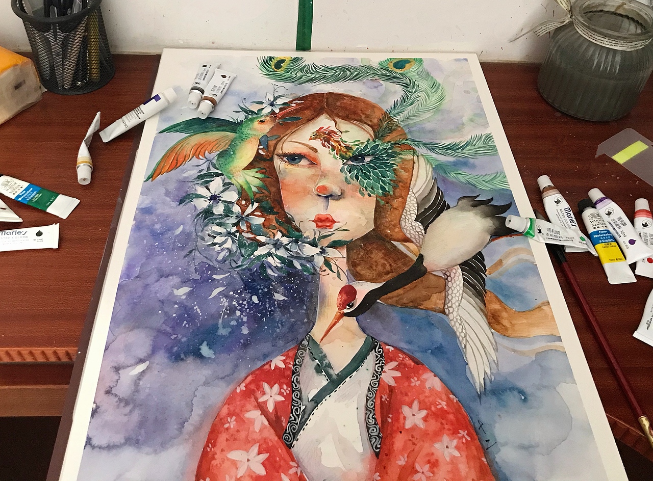 愿等你三生三世，水彩原创插画（图ZMTk2NjI2MzI0） - 绘画 - 站酷设计师搞笑潇原创素材 - 站酷ZCOOL
