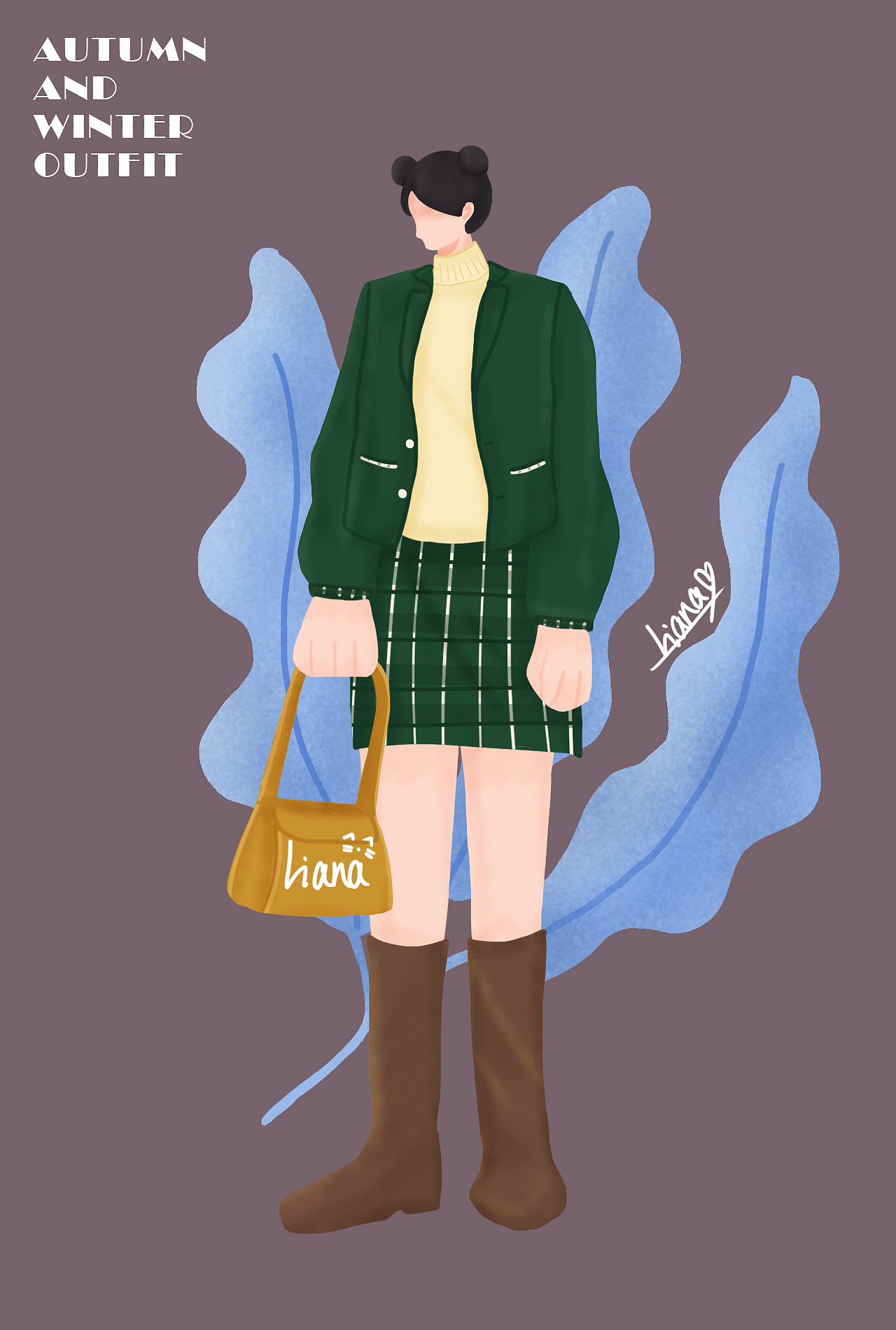 秋冬穿搭——扁平风人物插画②