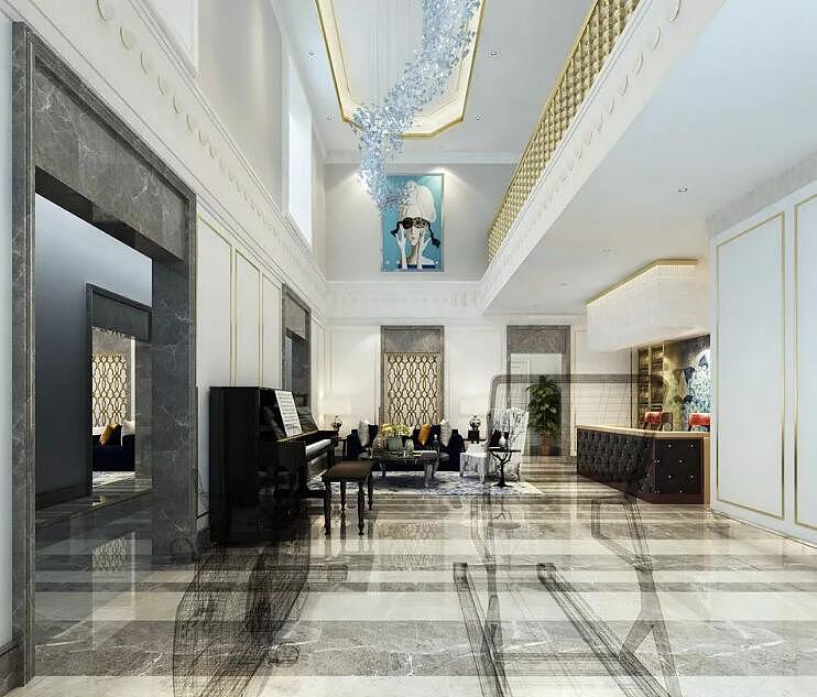 郑州思念果岭国际社区580平轻奢现代风格别墅装修案例（图ZMTIyMzM0NzUy） - 家装设计 - 站酷设计师美巢装饰花园路店原创素材 - 站酷ZCOOL