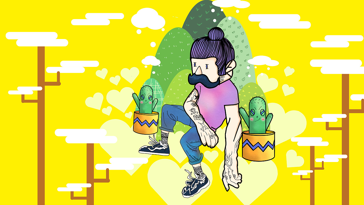 对于涂鸦插画的平面矢量化的运用