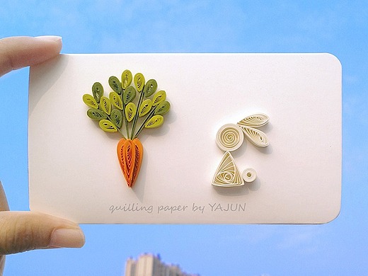 纸工艺—衍纸手工—胡萝卜兔子