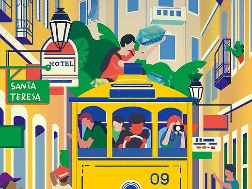 巴西旅行插画海报设计