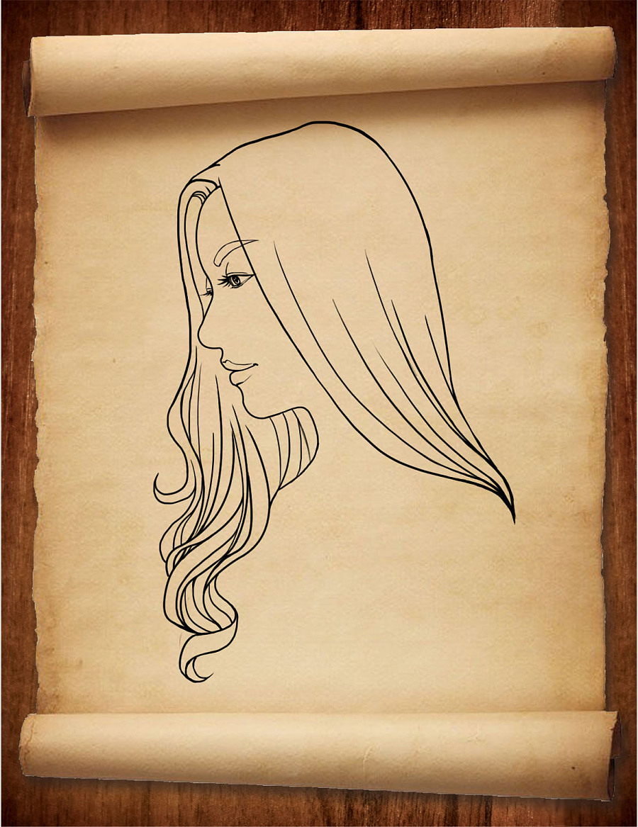 原创作品:女生白描头像