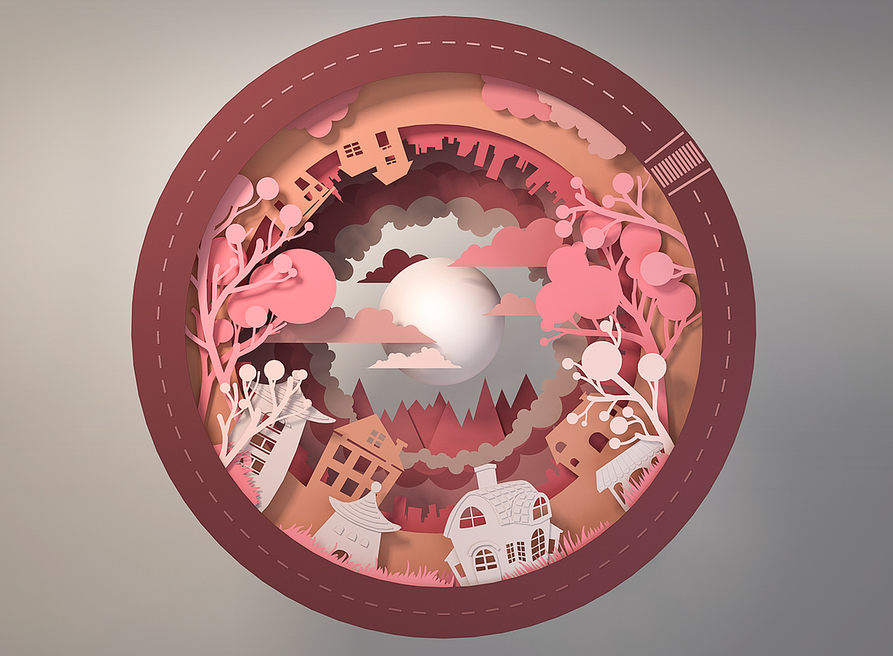 C4D练习--【剪纸风格圆盘】（图ZMTIzOTE3NjUy） - 其他UI - 站酷设计师毅随忍原创素材 - 站酷ZCOOL