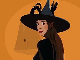 万圣节女孩插画