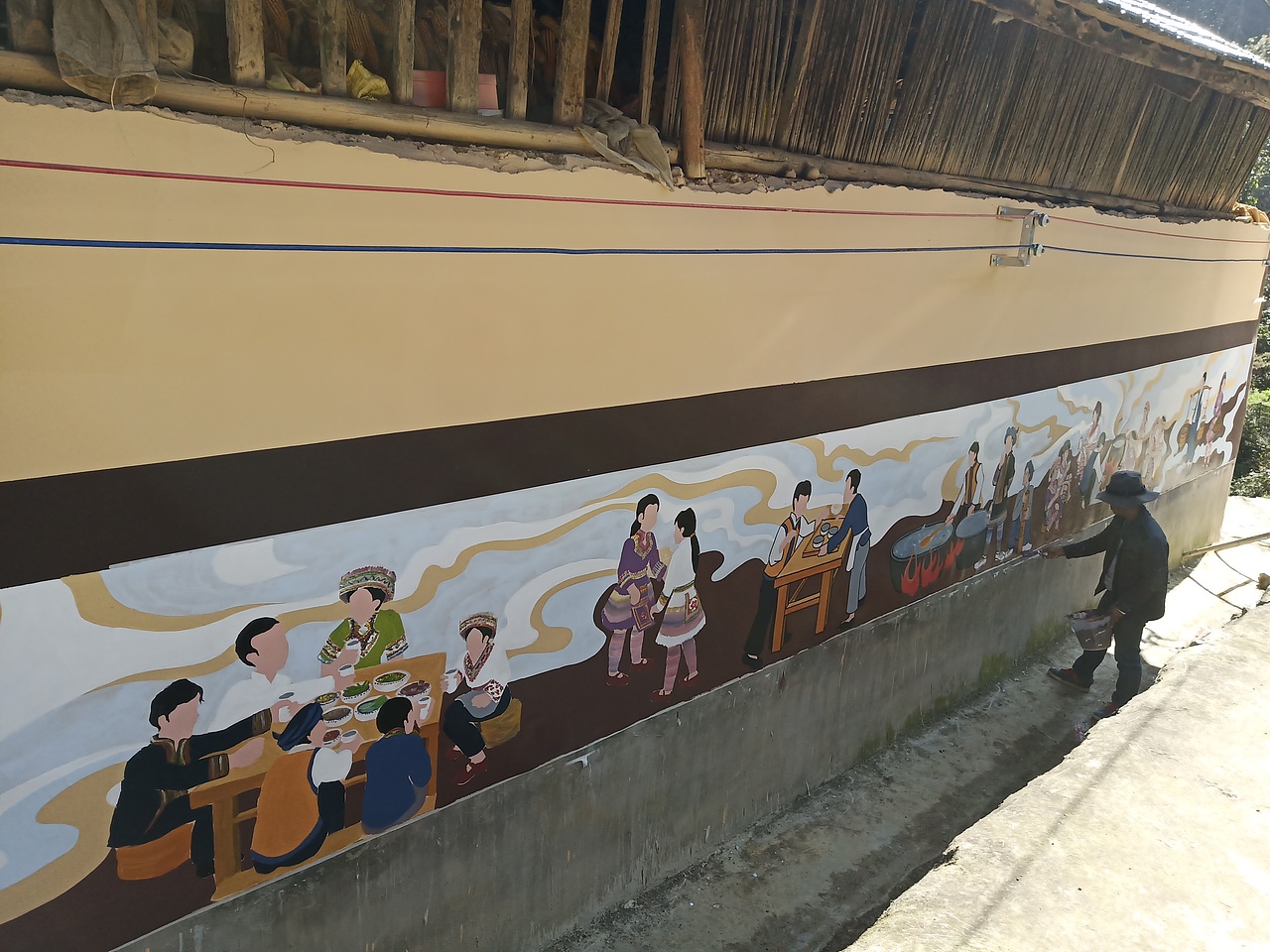 红河州屏边县和平乡苗族文化墙体彩绘