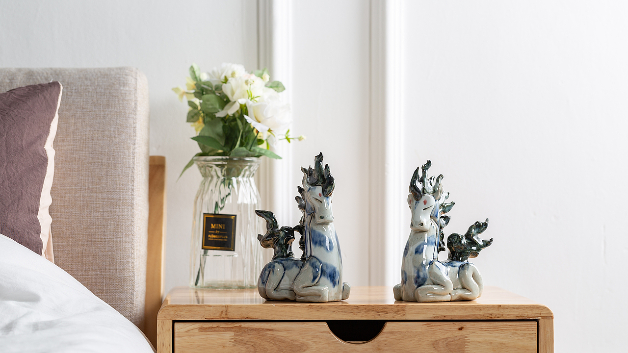 器十二 景德镇手工捏雕 十二生肖彩釉马陶瓷工艺品