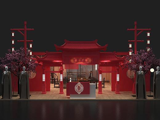 听月小筑服装展 展台展位展览设计3d效果图