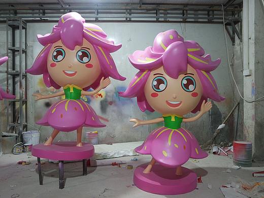 企业IP形象摆件定制玻璃钢吉祥物公仔荷花卡通造型雕塑