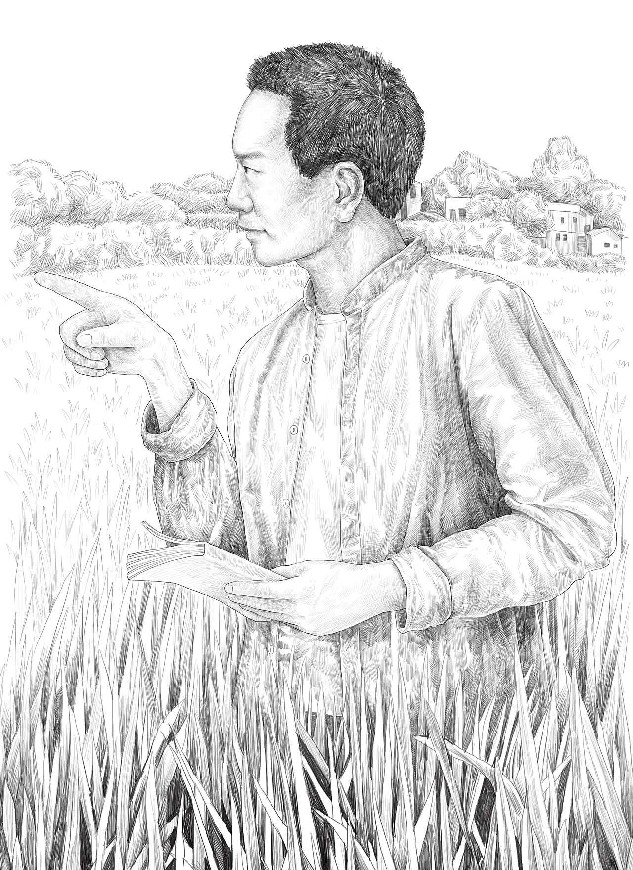 杂交水稻之父袁隆平插画