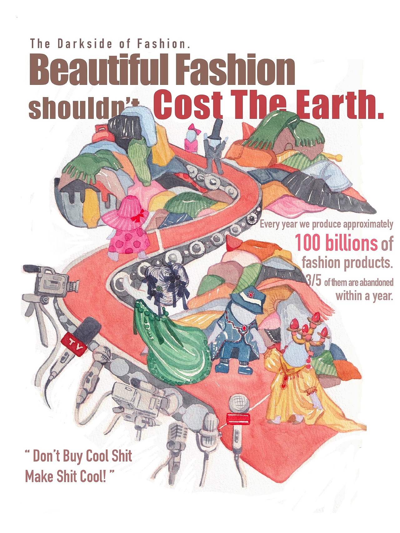 【水彩插画】手绘海报 《时尚的阴暗面》