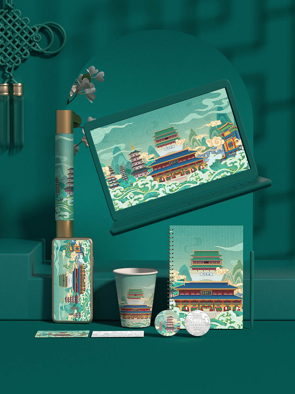 新中式国风插画——白马镇