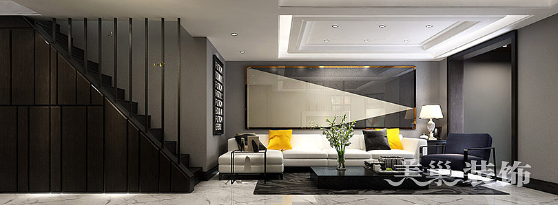 郑州康城棕榈泉180平混搭风格装修效果图案例——沙发背景墙