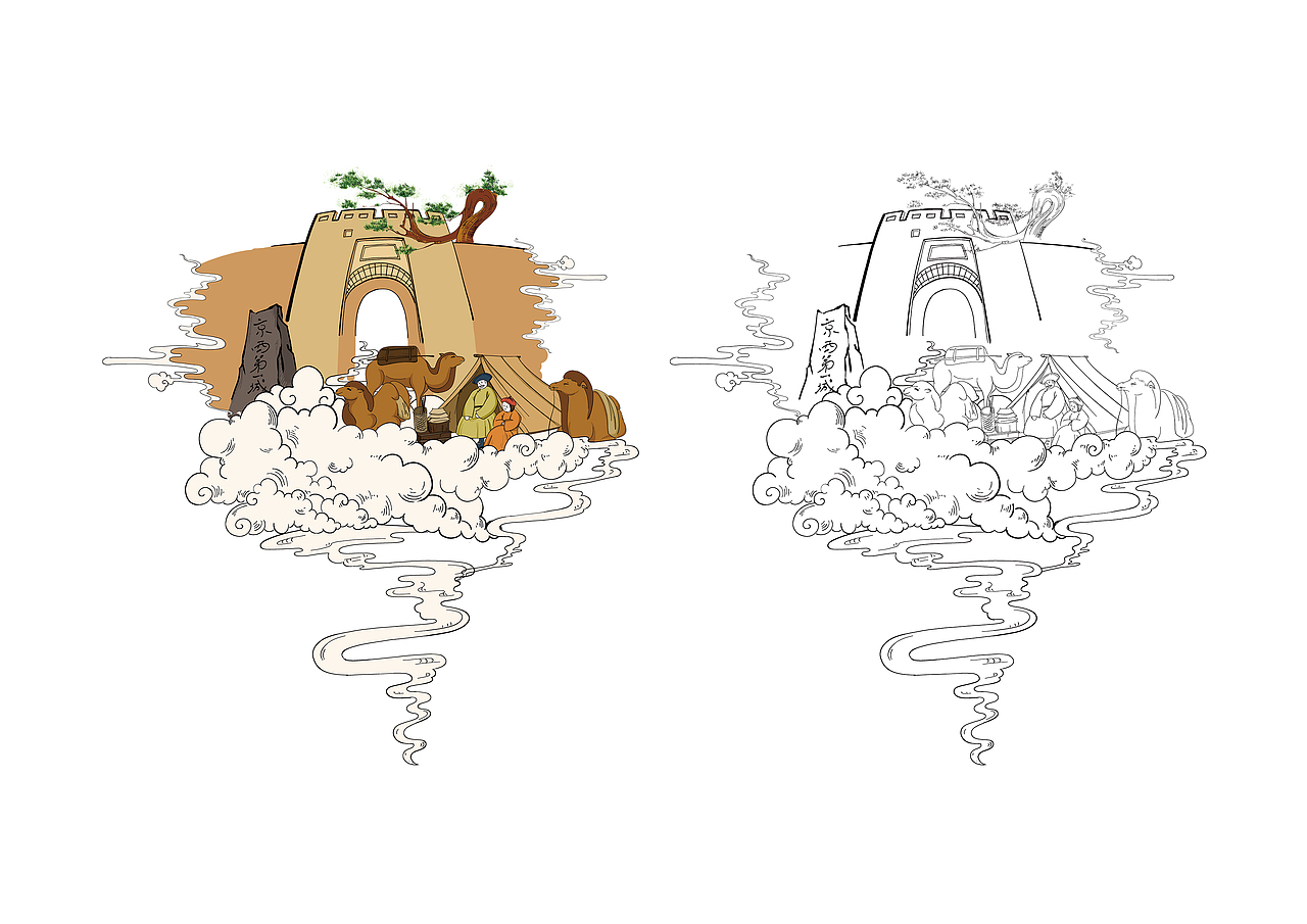 个人创作-《大好河山·张家口》|插画|创作习作|飞翔的小又鸟_原创