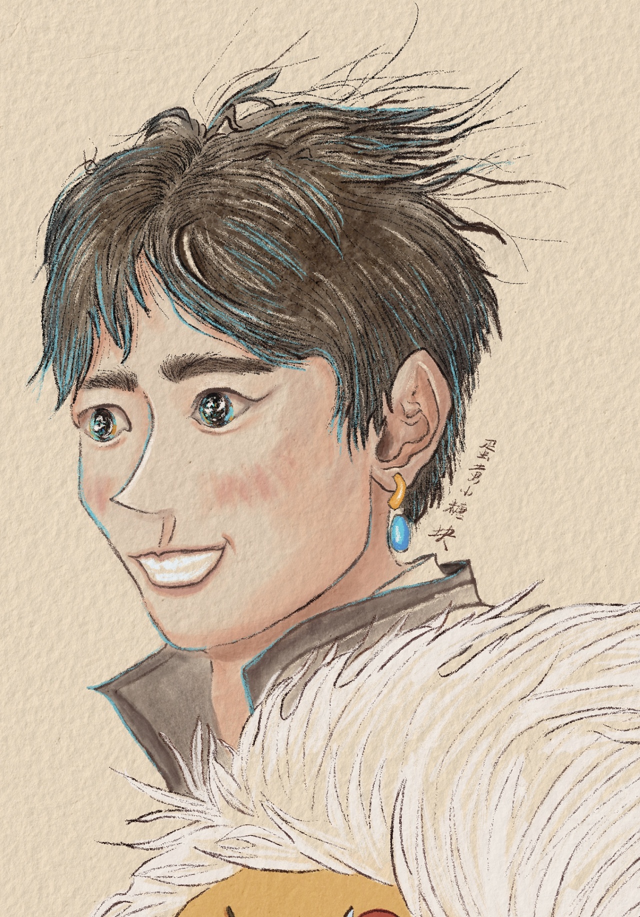 丁真头像水彩练习|插画|艺术插画|蛋黄小糖块 - 临摹作品 - 站酷