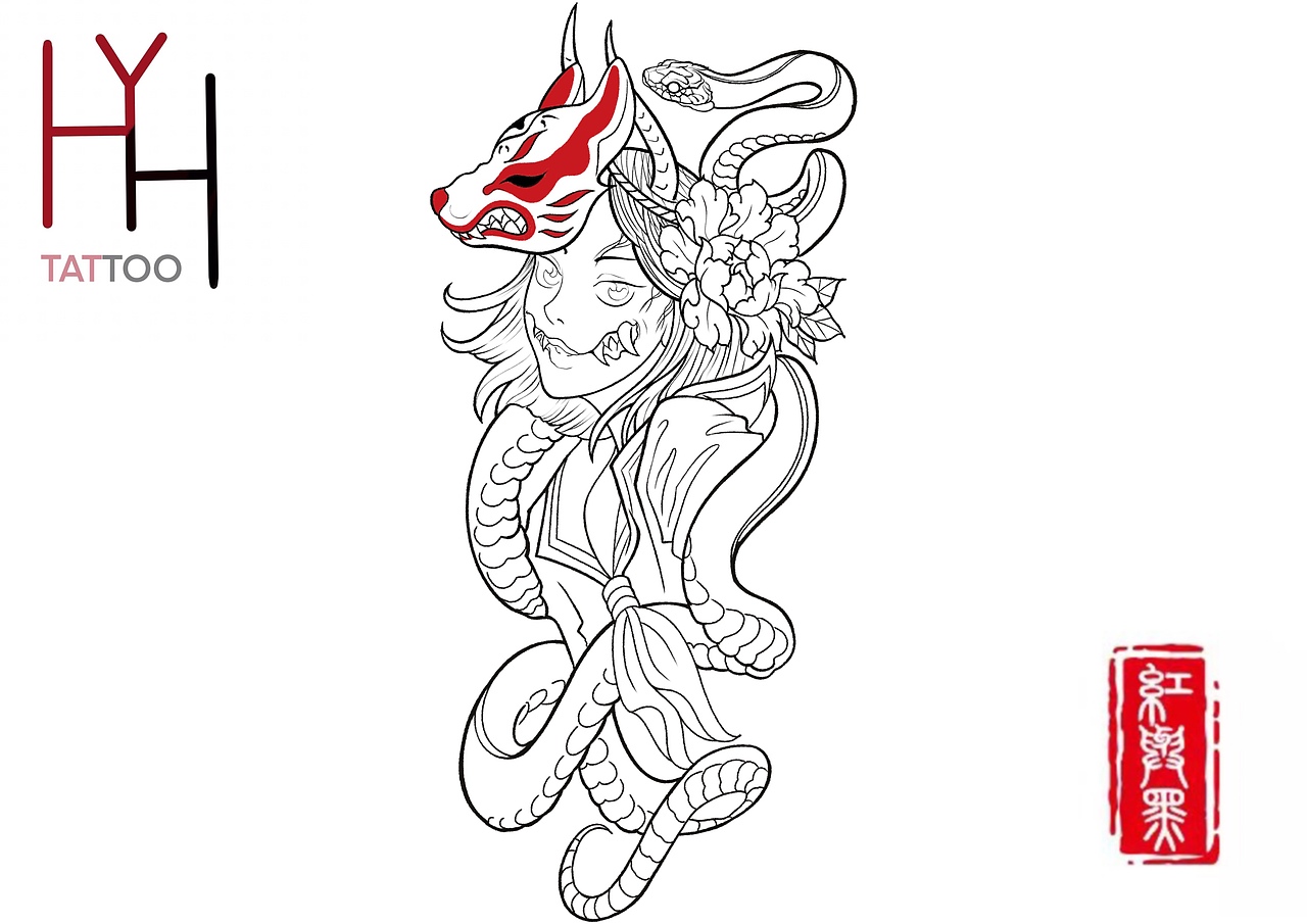 恶魔少女纹身手稿