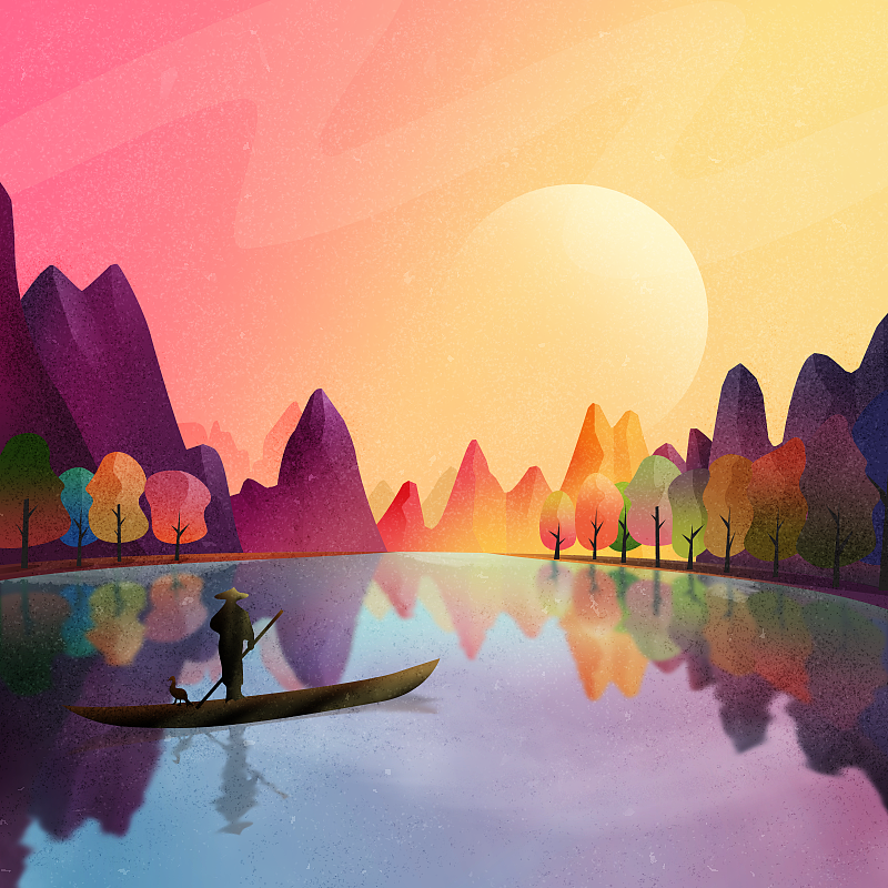 最近的插画练习,多彩渐变,在配色构图上还有很大的提升空间,多多练习