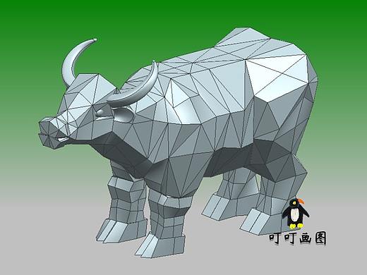 折纸模DIV设计，三角形钻石切面3D牛模型设计图