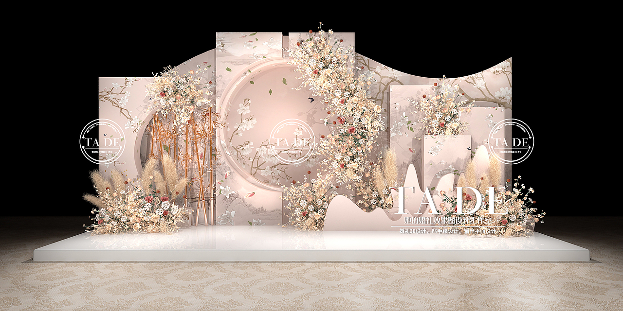 她的婚礼设计工作室 | 新中式3D婚礼设计效果图（图ZMjMwNTk4OTk2） - 舞台美术 - 站酷设计师她的婚礼设计原创素材 - 站酷ZCOOL