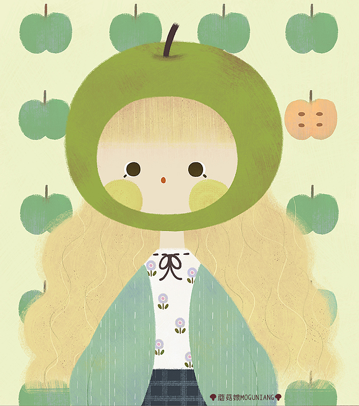 苹果小厨娘和她的小客人们系列（图ZMjQ3MTg4OTQ4） - 创作习作 - 站酷设计师蘑菇娘Jenda原创素材 - 站酷ZCOOL