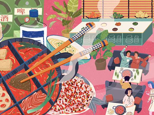重庆火锅店墙画