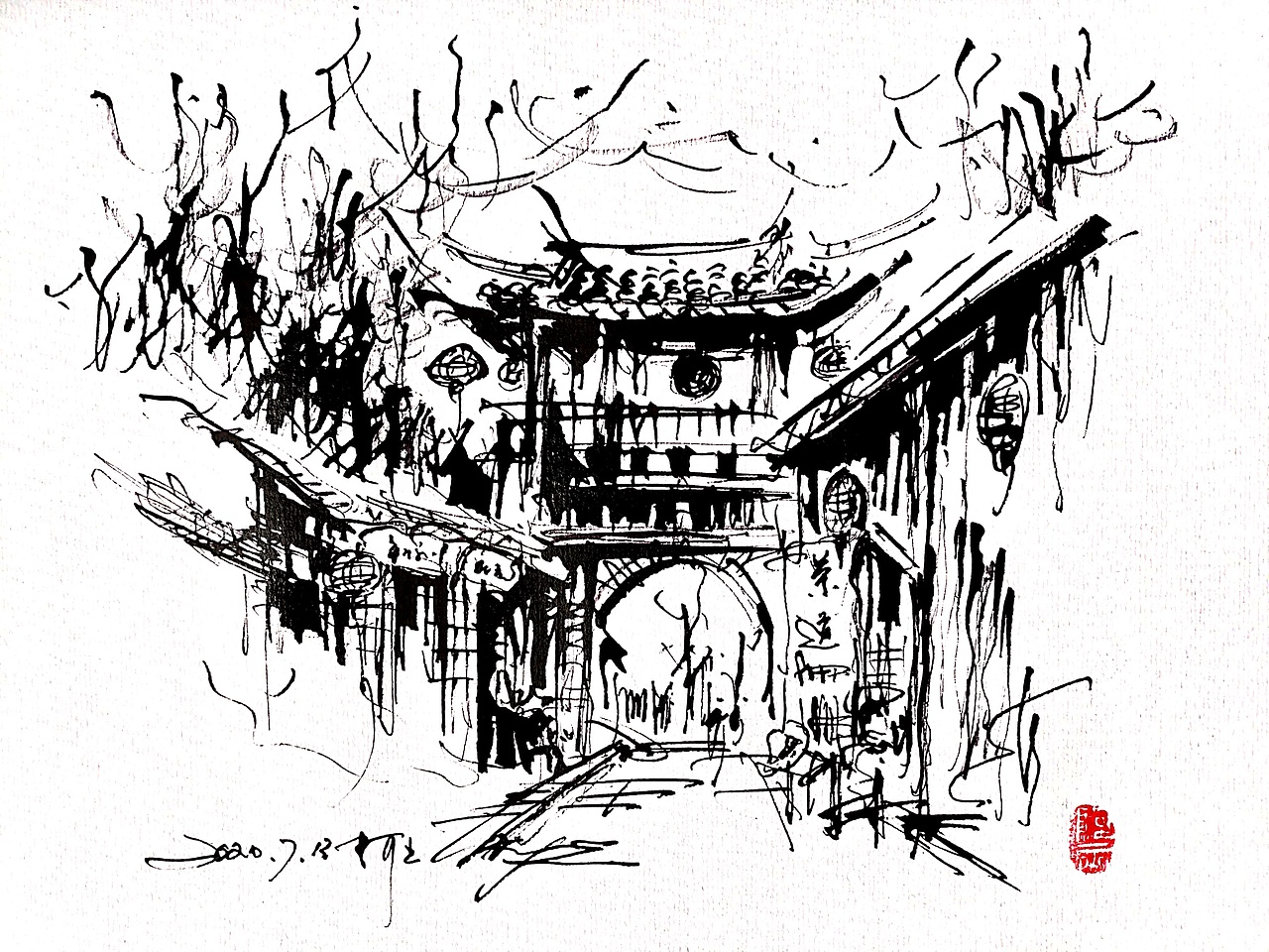 阿王速写建筑风景