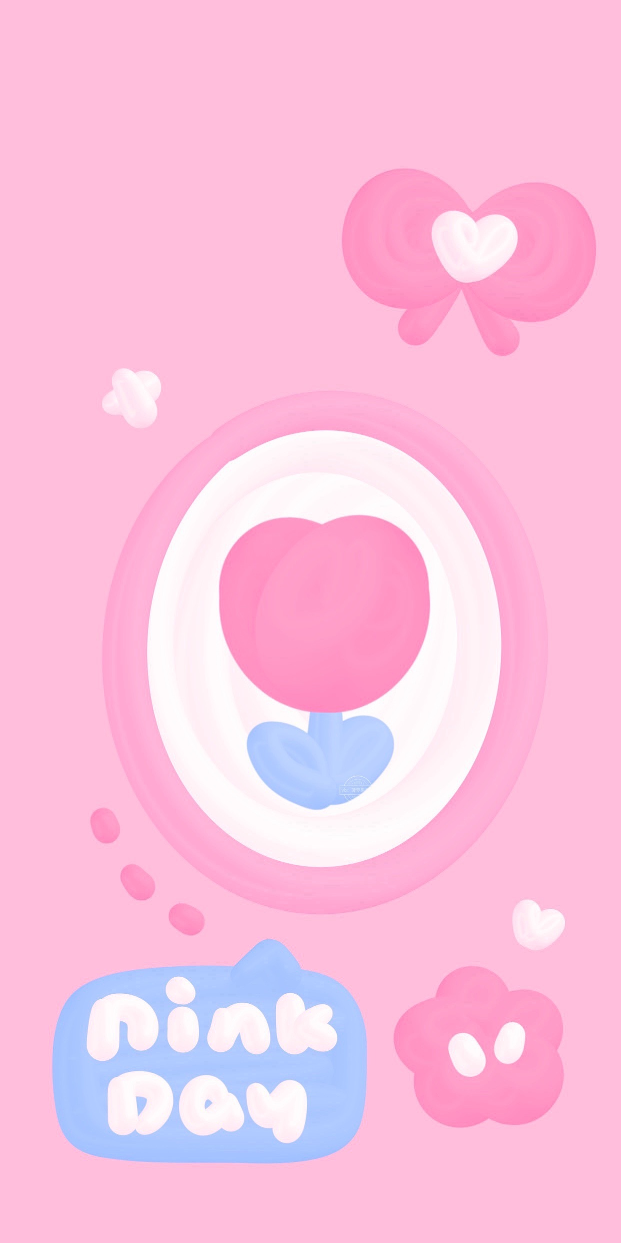 26期 元气少女粉蓝紫郁金香花朵小兔手机壳插画壁纸