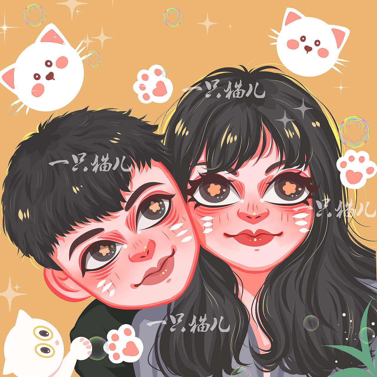 白菜情侣卡通头像