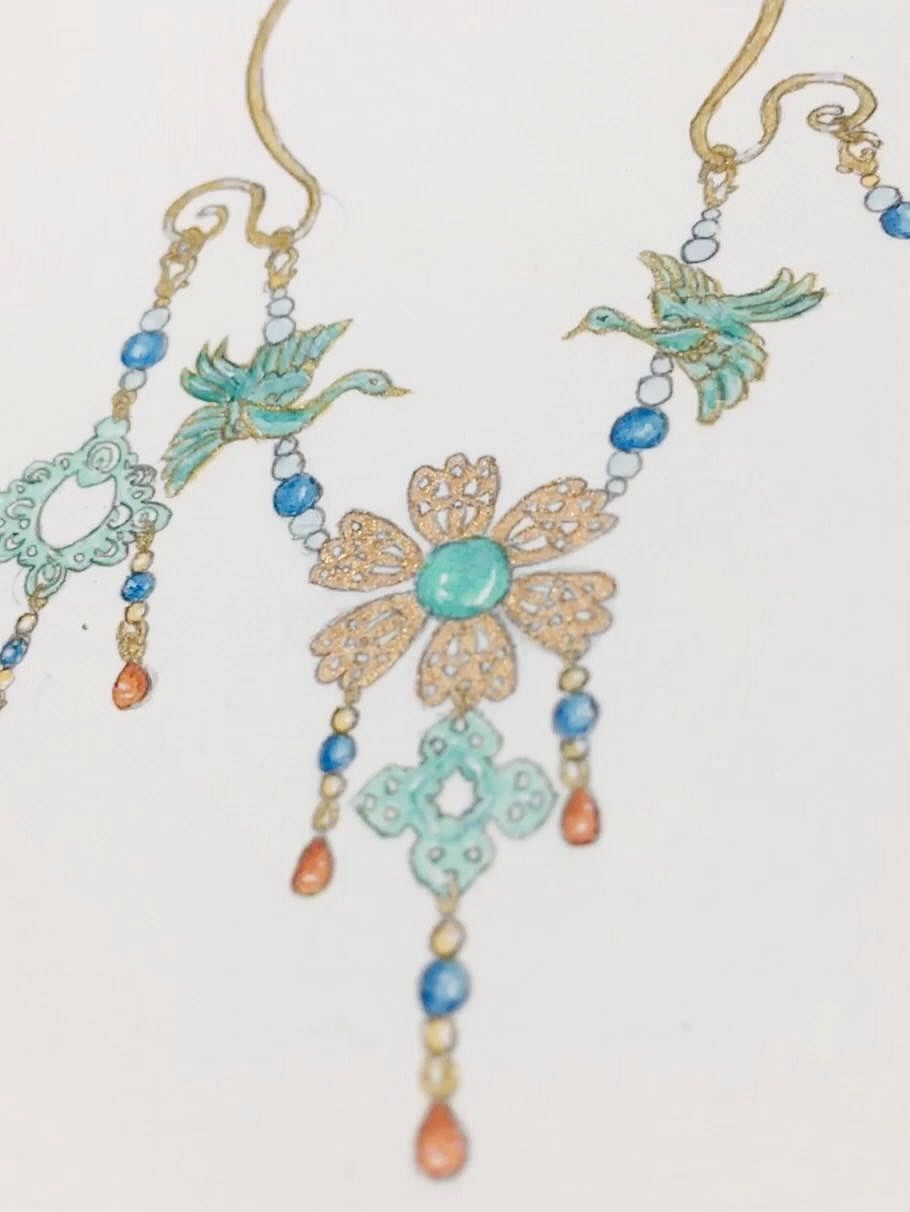 饰品 水彩 手绘