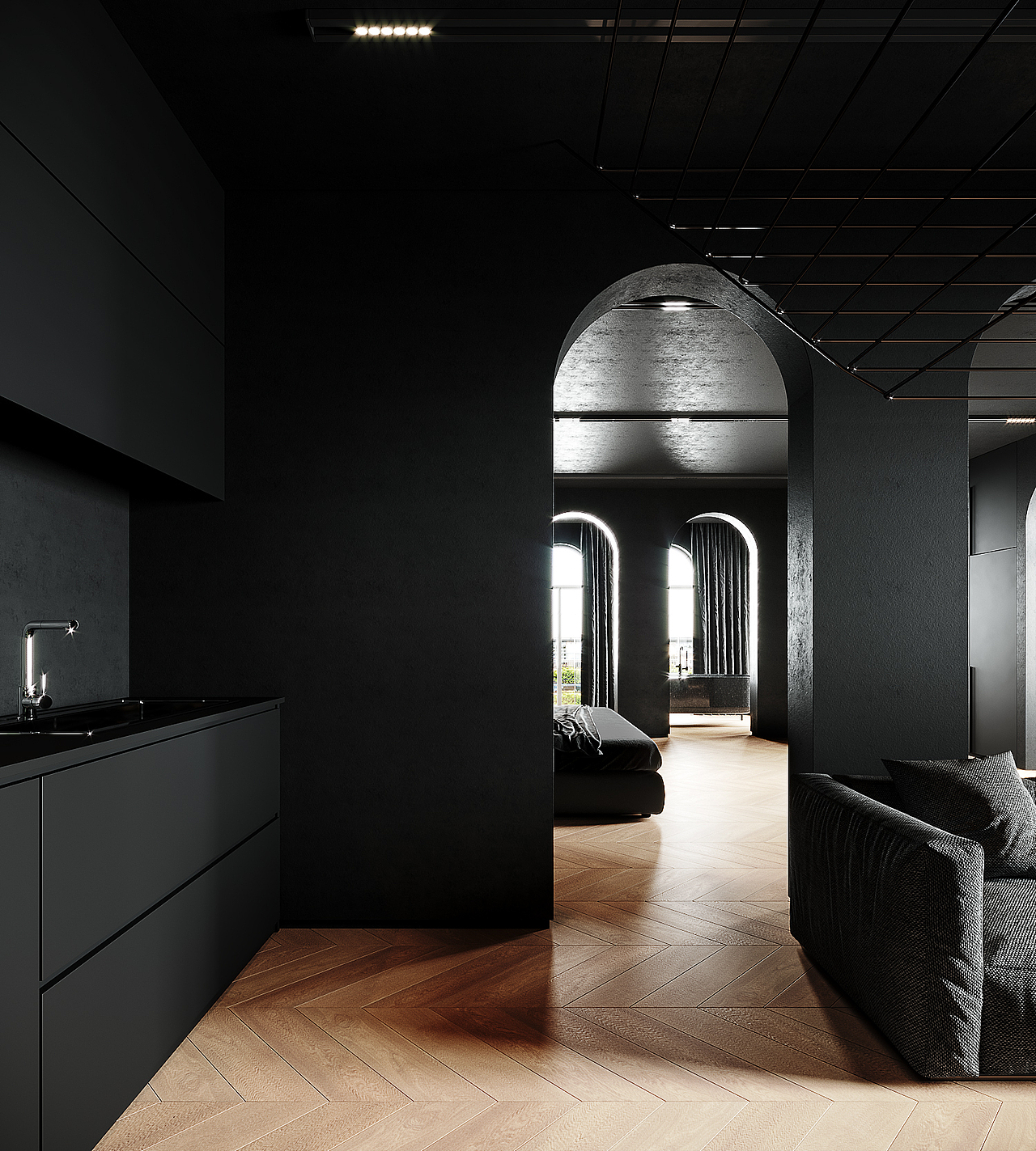 高级黑公寓效果图