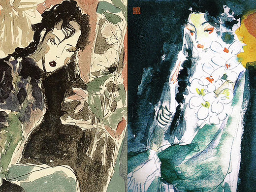 最近的一些水彩作品 复古时尚风格