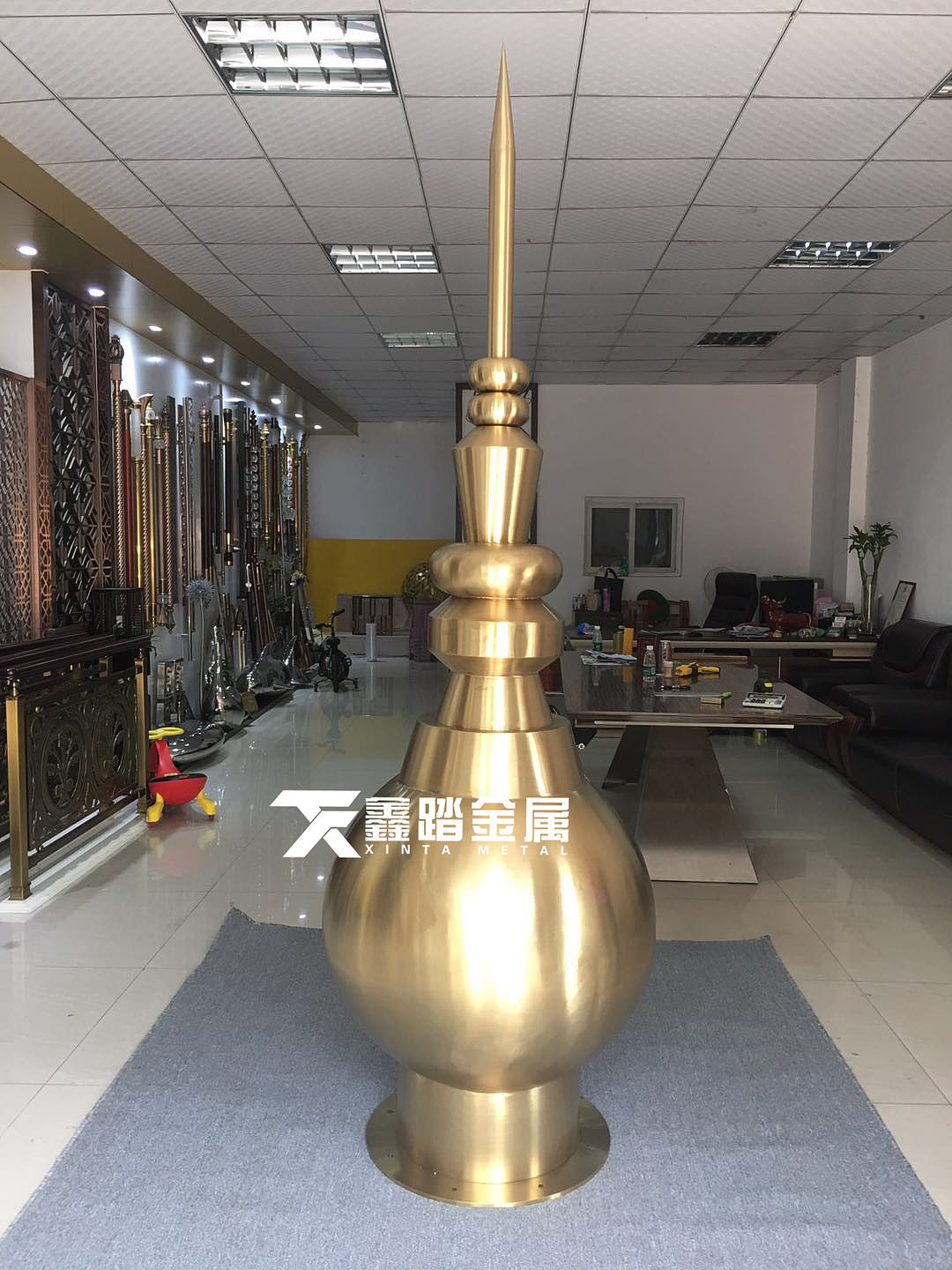 穹顶塔尖装饰 手工锻造不锈钢避雷针制作过程图片