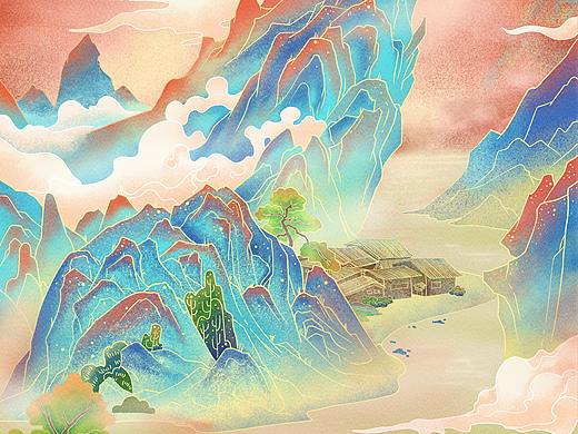 工笔国风插画——风景