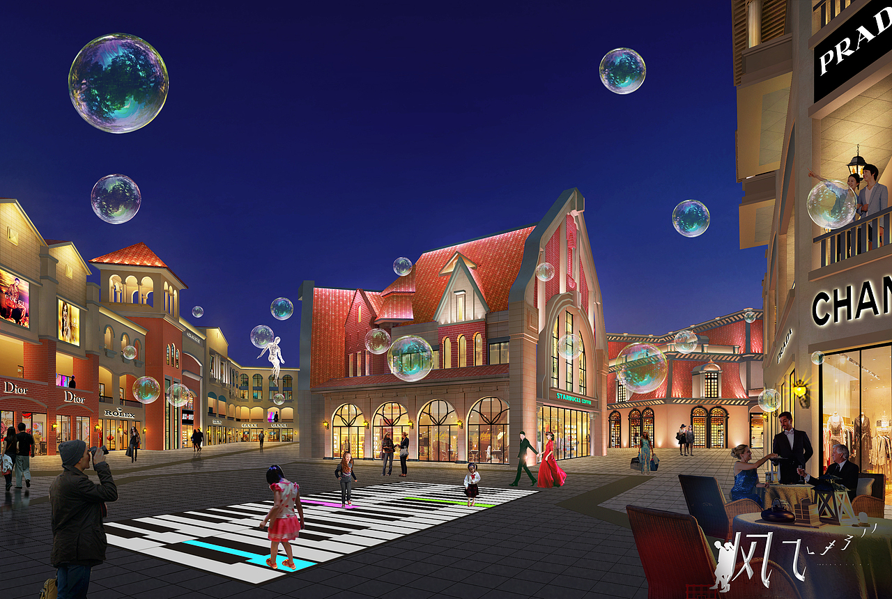 欧式风情商业街夜景光环境设计