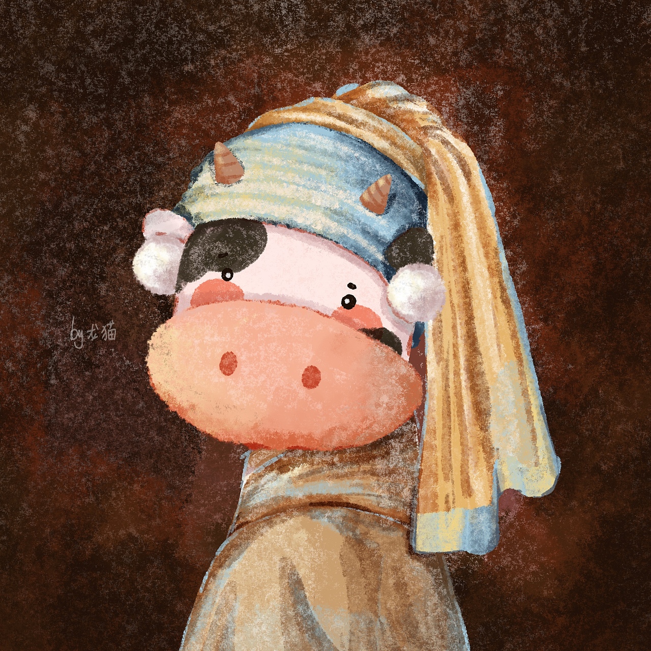 牛牛名画系列 | 原创插画| 名画转插画（图ZMjQ1MTMxMTY4） - 商业插画 - 站酷设计师龙猫黑黑原创素材 - 站酷ZCOOL
