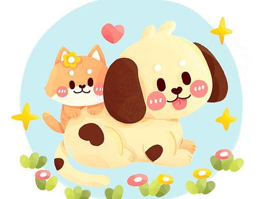 貓貓狗狗（個人主頁-ZNjYxODY0NTY=） - 兒童插畫 - 站酷設(shè)計師Clenaaaaaa原創(chuàng)素材 - 站酷ZCOOL