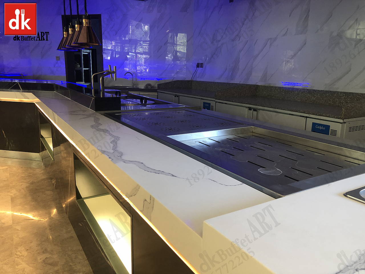 大气现代设计感高档酒店自助自助餐台 鱼肚白自助餐台