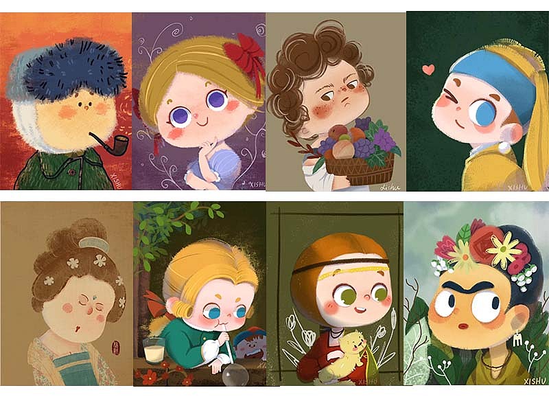 把名畫都萌化系列圖（圖ZMjU3MTA4NTY0） - 商業(yè)插畫 - 站酷設計師稀樹原創(chuàng)素材 - 站酷ZCOOL