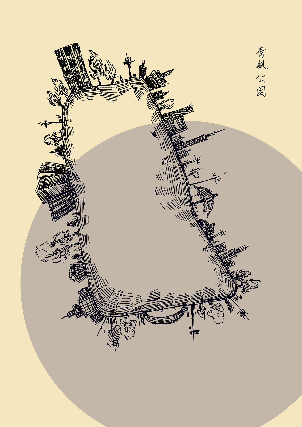 创意手绘地图关于常州