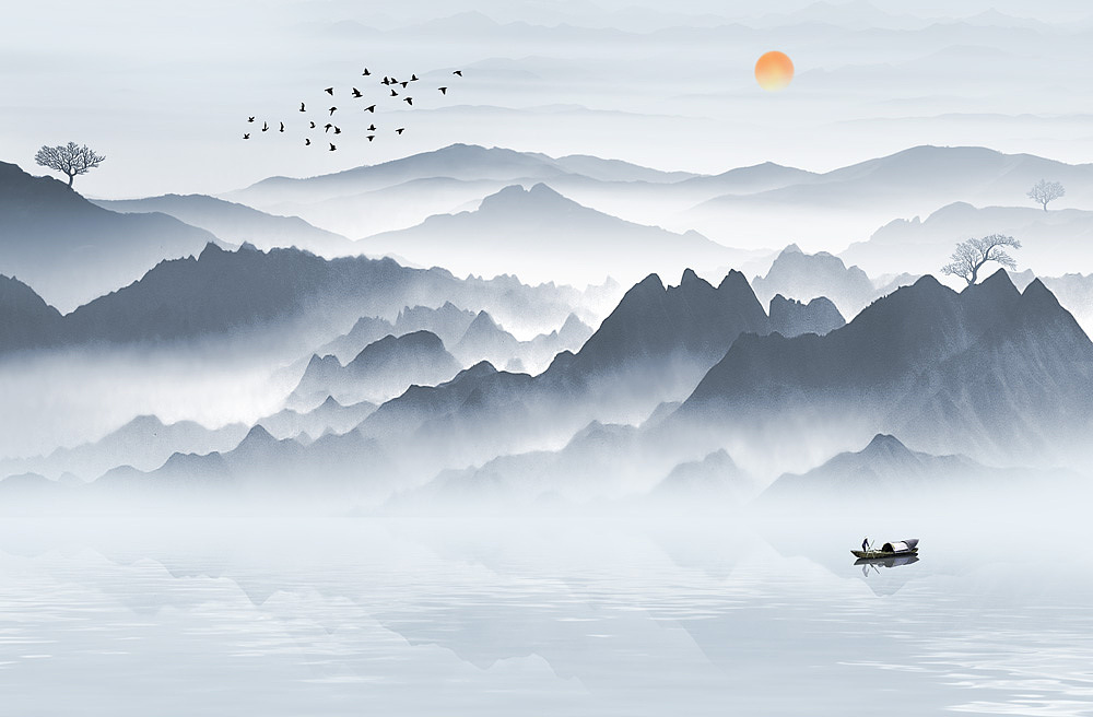 2022新山水（图ZMjc2NTU0ODY0） - 生活用品 - 站酷设计师新中式纱画图库原创素材 - 站酷ZCOOL