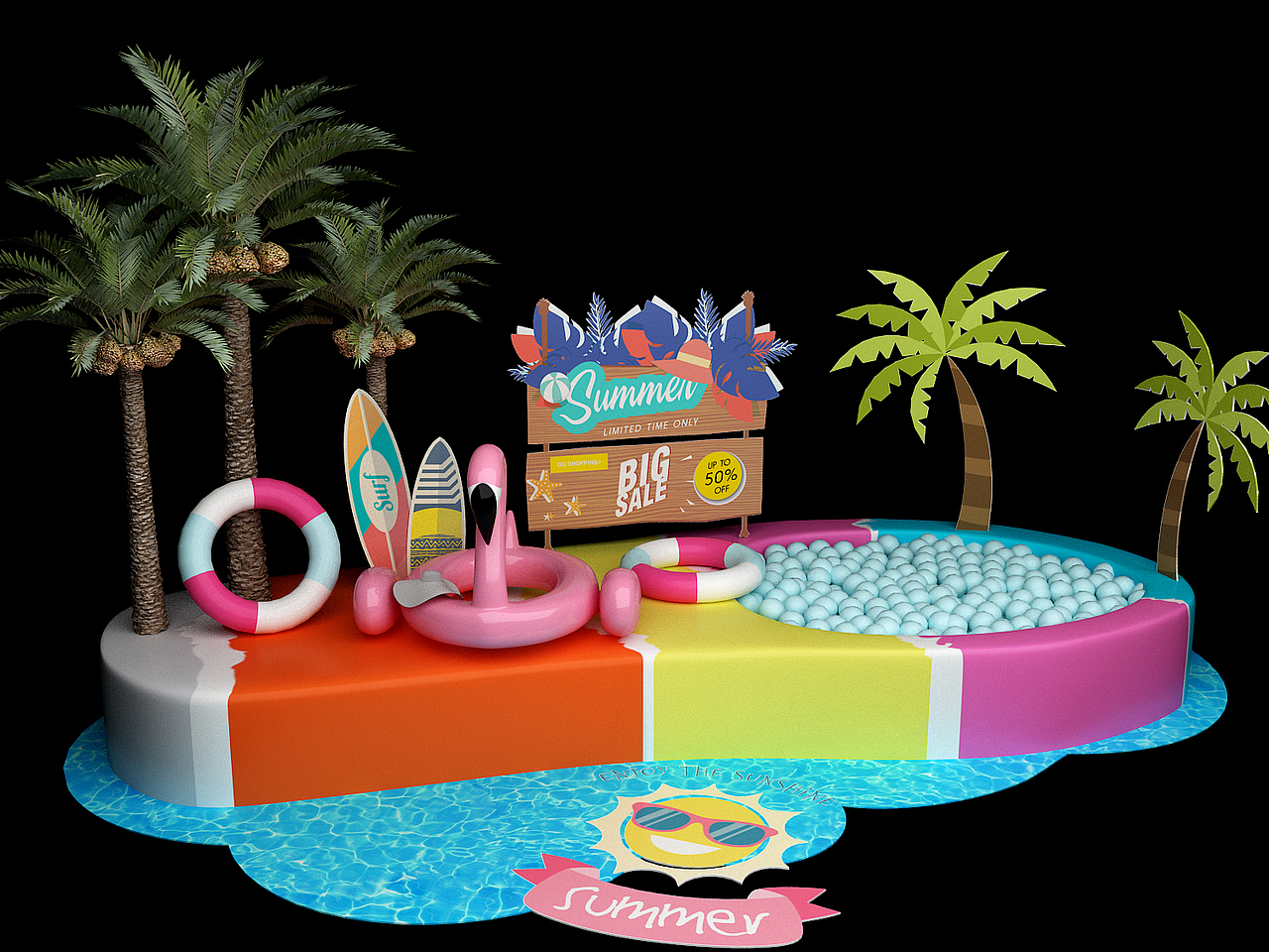 商场夏季海滩美陈