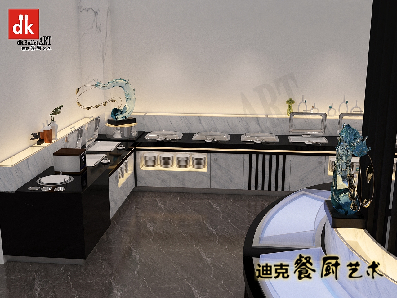 酒店布菲台 公司员工餐厅单位自助餐台蓝光消毒
